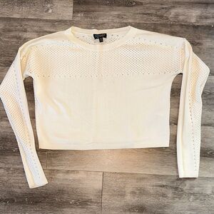TOPSHOP Cream Eyelet Knit Sweatshirt